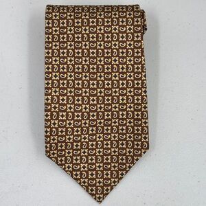 COACH Men's Luxury Paisley Silk Tie 100% Italian Silk hand made Brown Gold